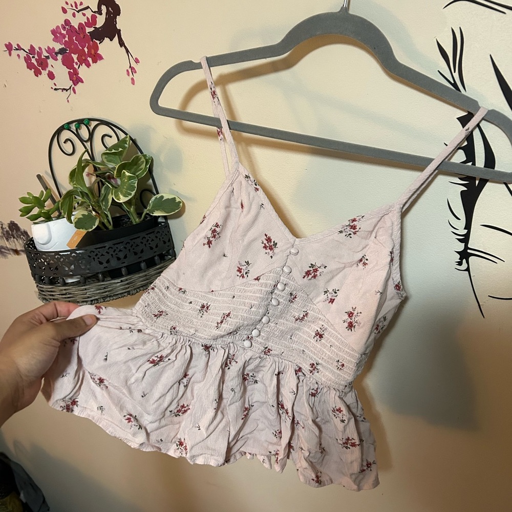 Pink Floral Sleeveless Top